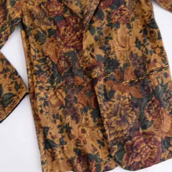 Vintage Gold Floral Brocade Single Button Blazer Small - Picture 7 of 12
